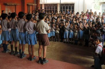 During prayer at school.